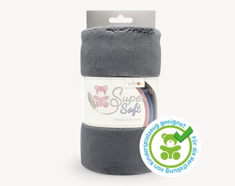 SuperSoft SNUGLY (5 mm pile) – Ultra soft plush / cuddle fabric 100x75 cm (40x30″), ash grey, suitable for making toys