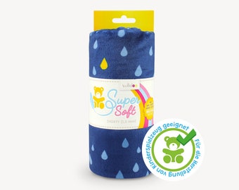 SuperSoft SHORTY (1.5 mm pile) – Ultra soft plush / cuddle fabric 100x75 cm (40x30″), "Dreamy Drops" dark blue, suitable for making toys