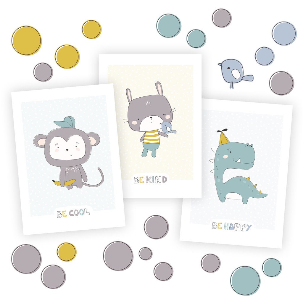 Decoración de pared de la habitación de los niños con 3 | Etsy