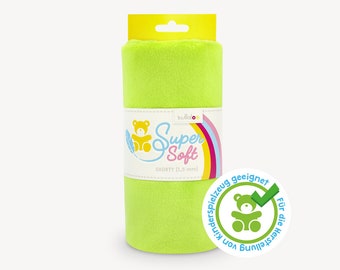 SuperSoft SHORTY (1,5 mm poil) – Minkee / tissu peluche microfibre 100x75 cm, ultra doux, couleur vert, approprié à la réalisation de jouets