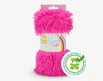 SuperSoft SHAGGY (20 mm poil) – Minkee / tissu peluche microfibre 100x75cm, ultra doux, rose / fuchsia, approprié à la réalisation de jouets