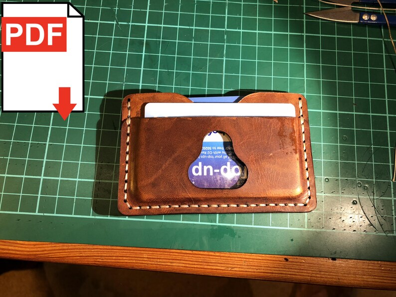 Minimalistic slim card 3 pocket leather horizontal wallet digital 03 PDF template- No