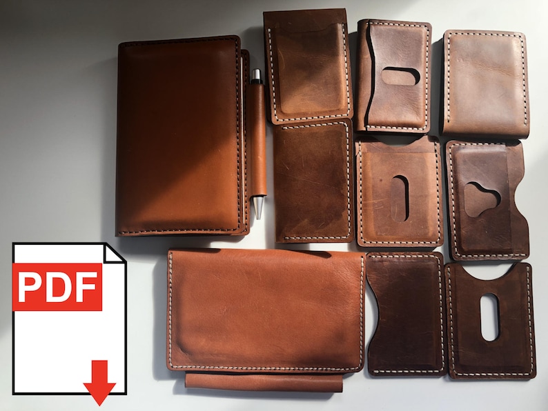 Minimalistic slim card 3 pocket leather horizontal wallet digital 03 PDF template- No