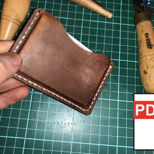 Minimalistic slim card 3 pocket leather horizontal wallet digital 03 PDF template- No