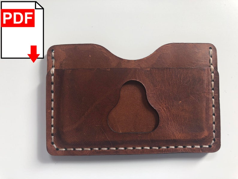 Minimalistic slim card 3 pocket leather horizontal wallet digital 03 PDF template- No