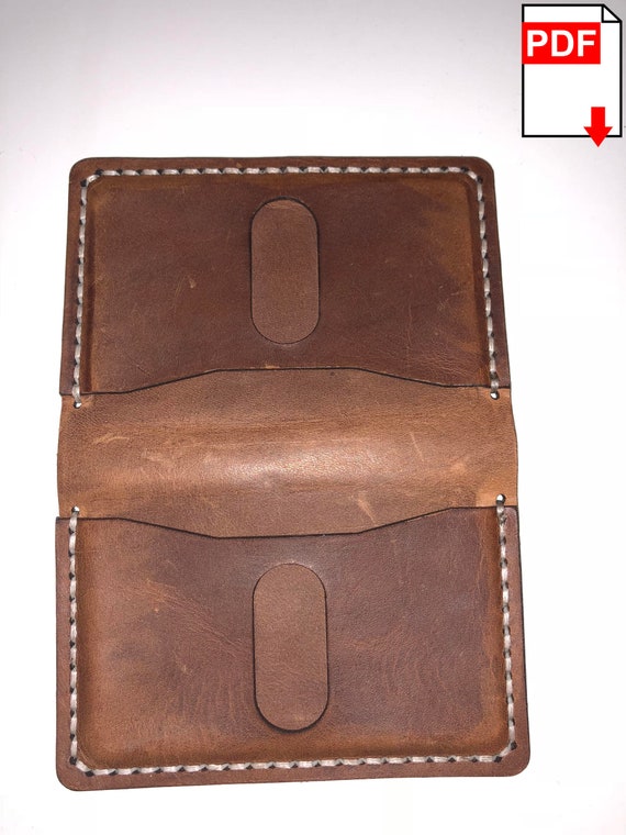 Minimalistic slim card 3 pocket leather horizontal wallet digital 03 PDF template- No