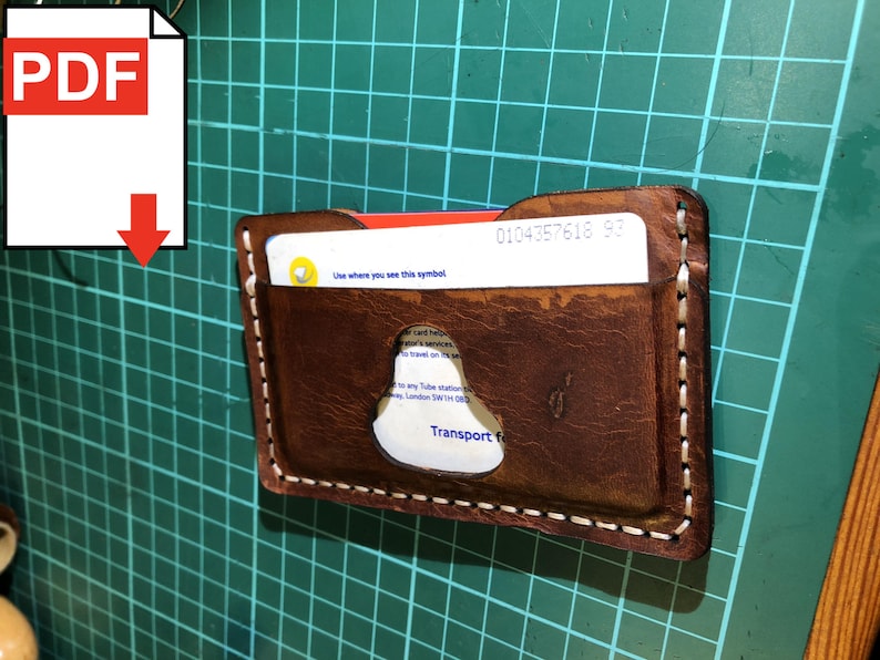 Minimalistic slim card 3 pocket leather horizontal wallet digital 03 PDF template- No