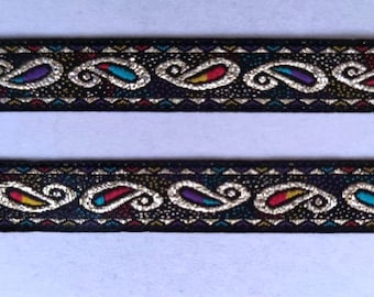 Webband Paisley, coloured with gold, 1,2 cm