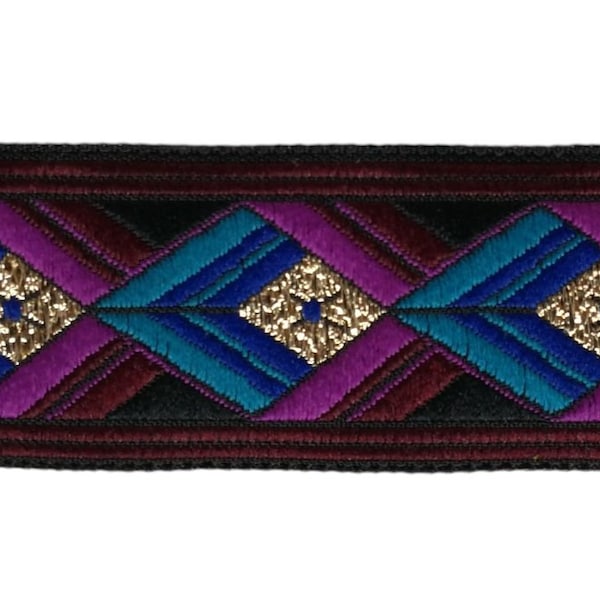 Woven ribbon Diamond Border, Royal, 2.5 cm wide