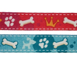 Gurtband Hunde, Pfoten und Knochen, rot blau