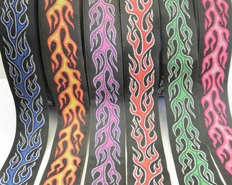 Woven ribbon flames, 16 mm wide, 6 colors