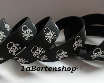 Ripsband Skull, schwarz, 1cm breit