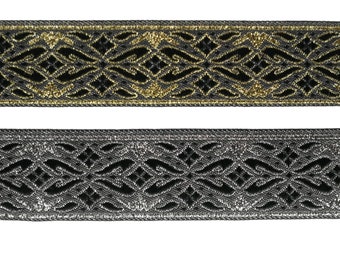 Knight woven ribbon, black, silver or gold