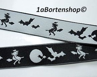 Halloween ribbon, witch border, bat