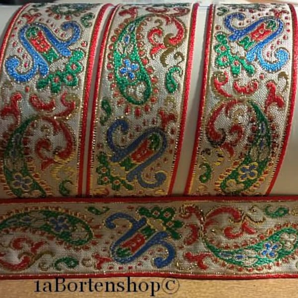 Webband paisley, colourful, wide 3 cm