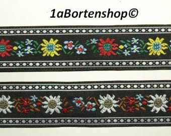 Edelweiss ribbon, traditional border, 2.2 cm