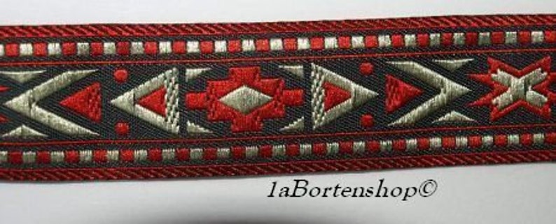Webband Indianer, rot schwarz creme, 23mm breit Bild 1