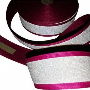 Reflective tape, light strip, pink, 3.8 cm grosgrain tape