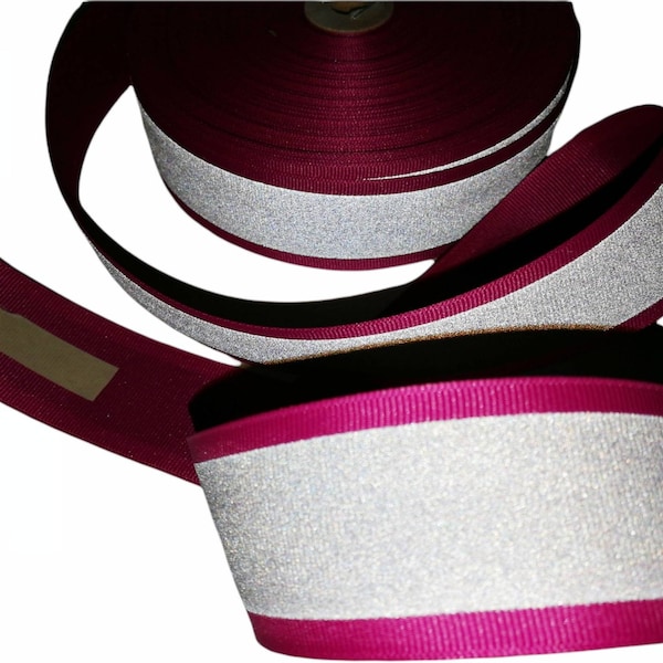 Reflektorband, Leuchtband, pink, 3,8 cm Ripsband
