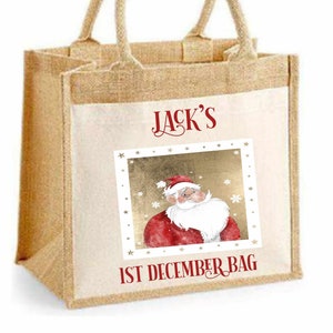 Personalised 1st December bag| December Christmas bag| childs christmas bag| Advent Bag XL Jute bag