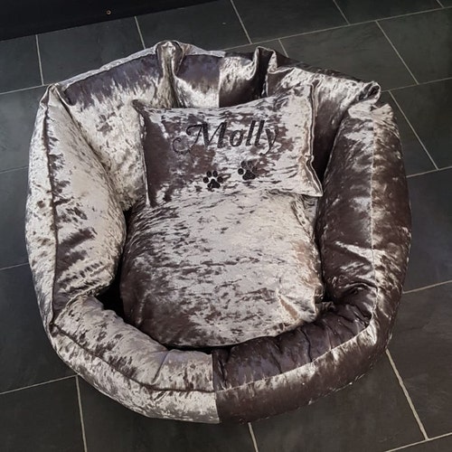 Luxury Crushed Velvet Upholstered Dog/cat Bed Etsy