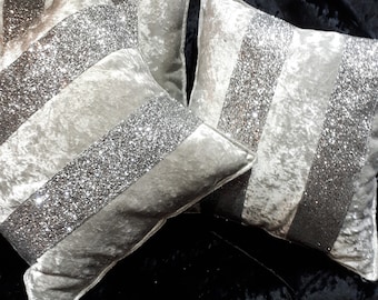 sparkly silver cushions