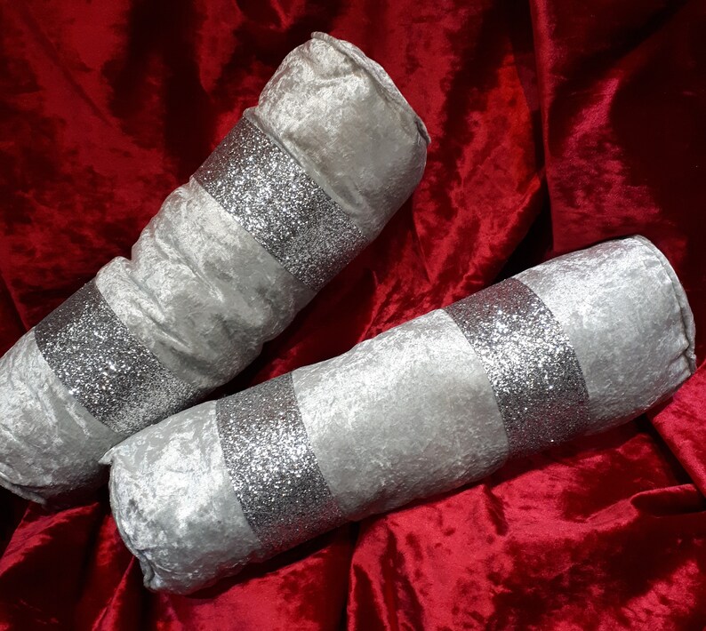 Bolster Cushion Crushed Velvet and Glitter Cushion Bolster Etsy UK