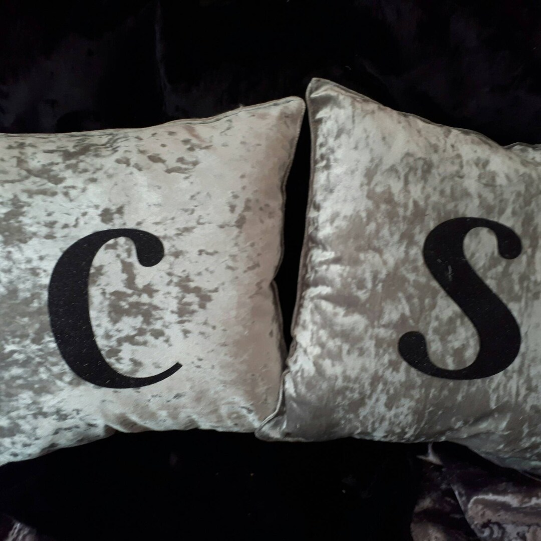 Crushed Velvet Initial Cushions, Personalised Cushion, Personalised