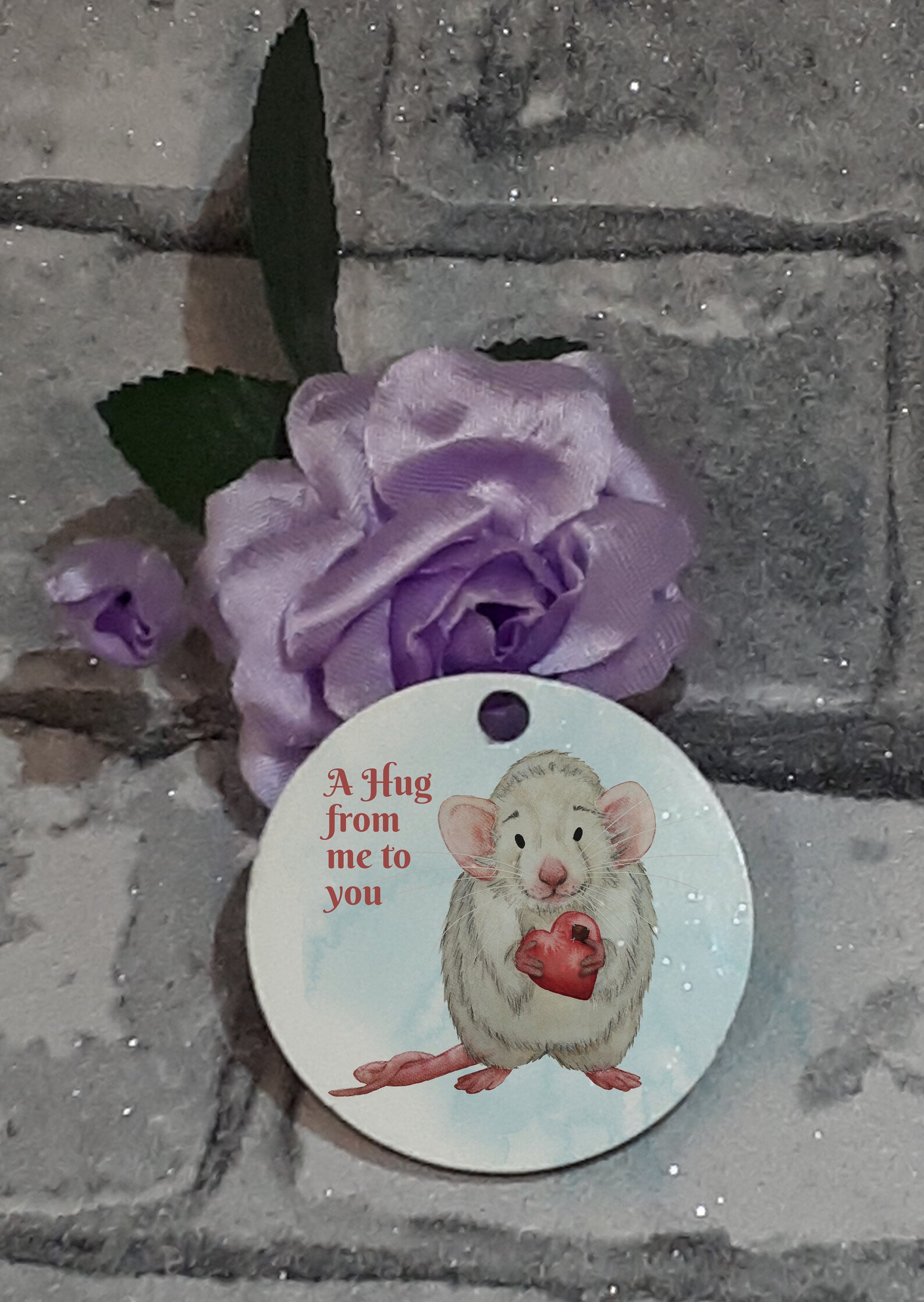 Rat Hug Key Ring Round Square Pocket Hug Personalised | Etsy UK