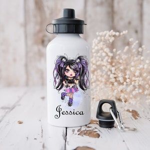 Personalized Gothic Girl Water Bottle, Emo Punk Gift