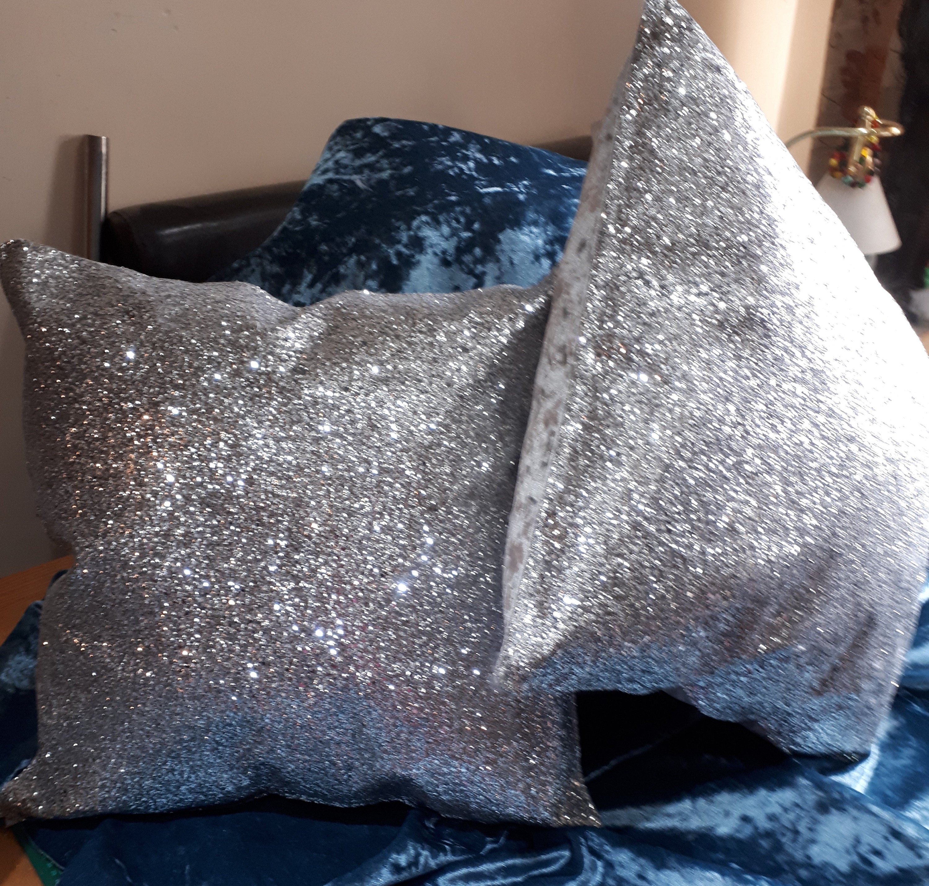 Full Front Glitter Cushions Glitter Cushion Velvet Cushion Etsy