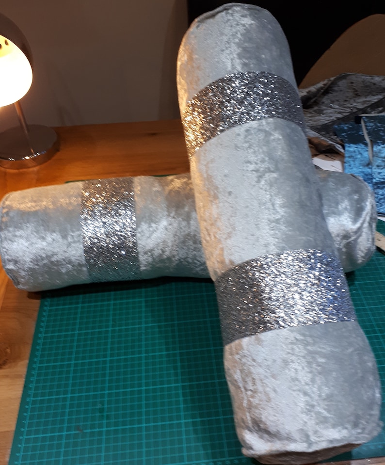 Bolster Cushion Crushed Velvet and Glitter Cushion Bolster Etsy UK