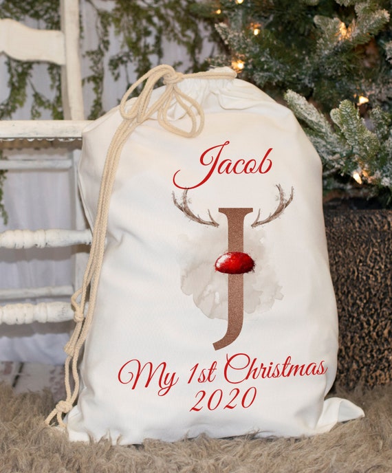 Personalised Baby 1st Xmas Sack Reindeer Alphabet My 1st Christmas Santa  Sack Childrens Christmas Santa Sack Reindee - Etsy