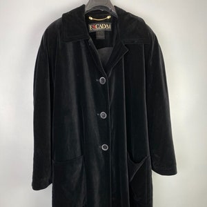 Vintage ESCADA Margaretha Ley Oversized Velour Velvet Black Cotton Button Coat Size 42