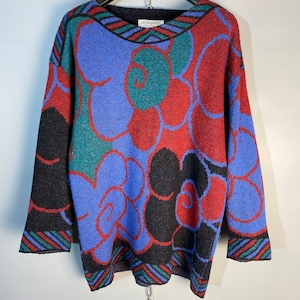 Vintage 70&#39;s Yves Saint Laurent YSL Knit Oversize Multicolored Sweater Jumper