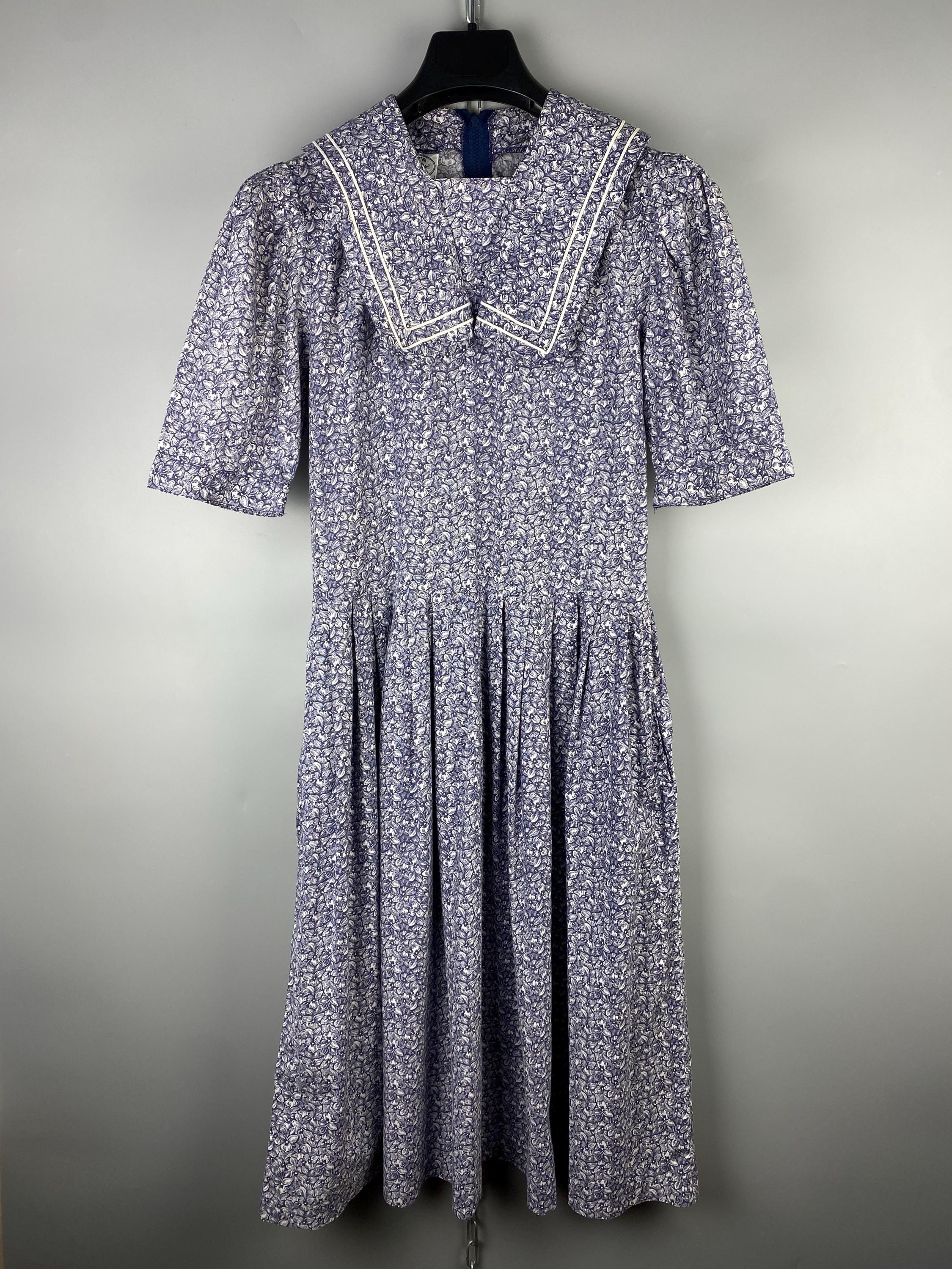 Vintage 80s Laura Ashley Womens Cotton Floral Pattern Short Sleeve Long Maxi Dress Size M
