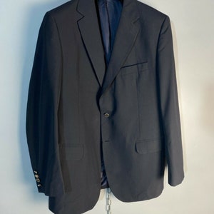 Christian Dior Mens Wool Creasted Buttons Navy Suit Jacket Blazer Size M/L