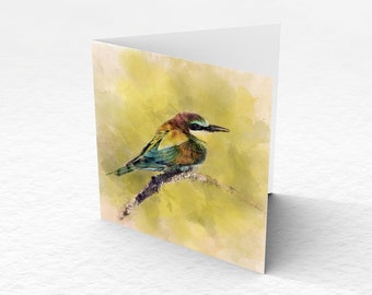 Bee-Eater Bird Greeting Card – Watercolour Greeting Card – Art Nature Card – Wildlife Art Card UK – Card for Bird Lovers – Birthday Card