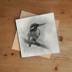 Eisvogel Bleistift zeichnung Kunst Grußkarte - Kunst Natur Karte - Wildlife Art Grußkarte UK – Danke – Geburtstag