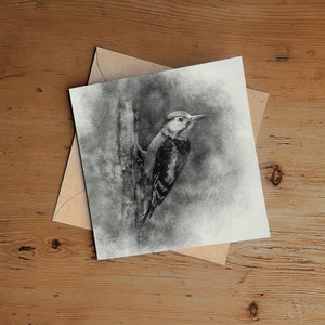 Carte de voeux de dessin de pic – Carte de voeux d’art – Carte d’art de la nature – Carte d’art sauvage royaume-Uni – Pastel – Crayon – Charbon de bois – Carte d’anniversaire