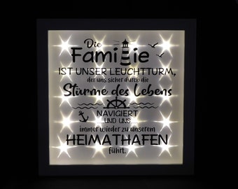 Leuchtrahmen, beleuchteter Bilderrahmen " Familie ", Beleuchtung, Geschenk, Dekoration, Wohnaccessoires