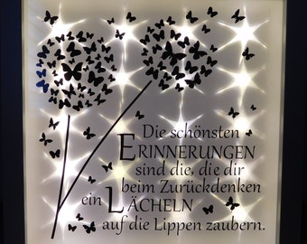 Leuchtrahmen, beleuchteter Bilderrahmen, die schönsten Erinnerungen, Geschenk, Beleuchtung, Dekoration