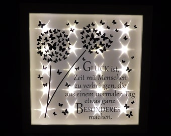 Leuchtrahmen, beleuchteter Bilderrahmen " Glück ist... ", Beleuchtung, Geschenk, Dekoration, Wohnaccessoires