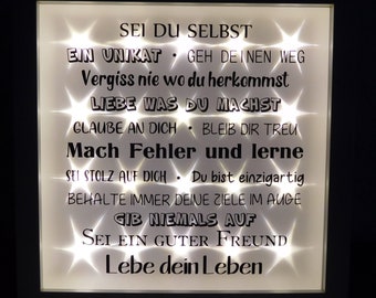 Leuchtrahmen, beleuchteter Bilderrahmen " Sei du selbst ",  Geschenk 18. Geburtstag, Abitur, Konfirmation, Schulabschluss, Jugendweihe