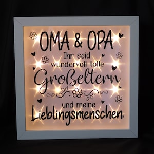 Leuchtrahmen, beleuchteter Bilderrahmen " Oma und Opa ", Großeltern, Beleuchtung, Geschenk, Dekoration, Wohnaccessoires