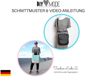 HANDTASCHE & SHOPPER Schnittmuster + Video-Anleitung / PDF Download deutsch nähen Sparpaket Schnittmusterpaket Tasche Kunstleder Nähanfänger