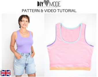 TANK TOP / womens yoga sports cropped or long jersey top | xs - xl | pdf sewing pattern with video instructions | A0, A4, US letter