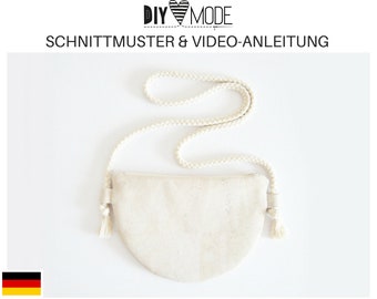 HALBMOND-TASCHE Schnittmuster mit Video-Anleitung / PDF Download Anleitung deutsch nähen Handtasche kleine Tasche Partytasche Halfmoon Bag