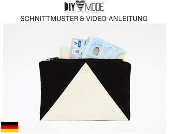 PORTEMONNAIE Schnittmuster mit Video-Anleitung / PDF Download deutsch nähen geometrisch minimalistisch für Männer Frauen schlicht kleines