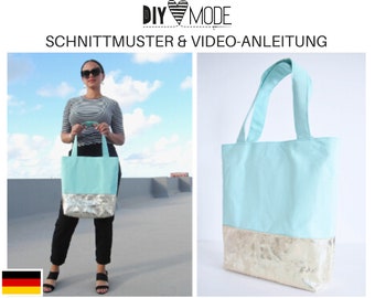 SHOPPER / TASCHE Schnittmuster mit Video-Anleitung  / PDF Download deutsch nähen / mit Innentasche und Reißverschluss